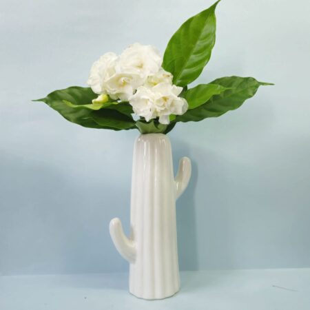White Flower Vase Cactus Shape
